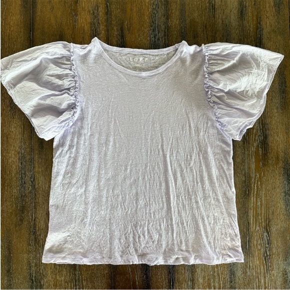 Loft linen light purple tshirt blouse women’s small boho - Picture 2 of 6